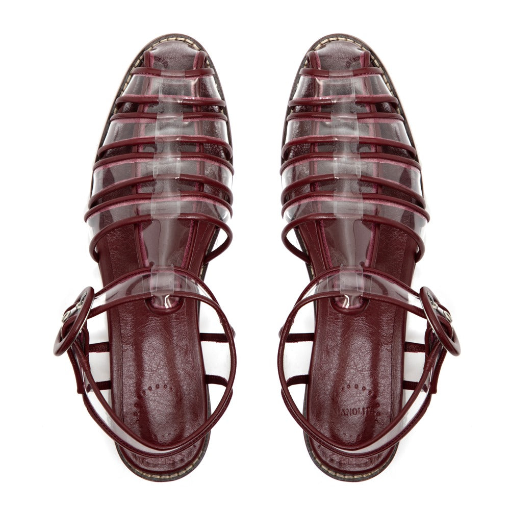 Manolita Sandals Fisherman Crystal Bordo