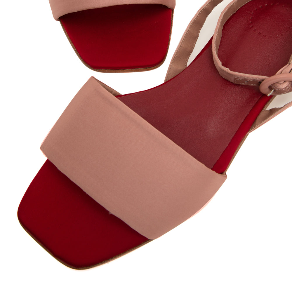 Manolita Sandals FLAT TATI ROSA COM VERMELHO