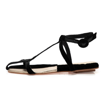 Manolita Sandals Naked Granado Veludo Champagne/Preto