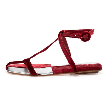 Manolita Sandals Naked Granado veludo Vermelho