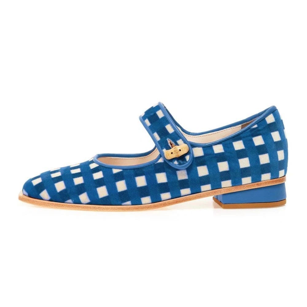 Manolita Closed Toe Mary Jane Checker Blue