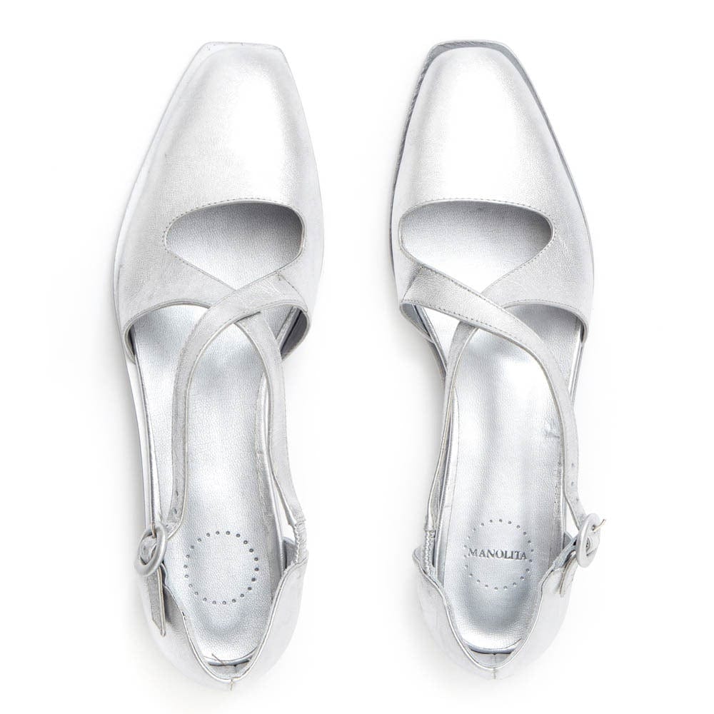 Manolita Closed Toe Mary Ping Silver