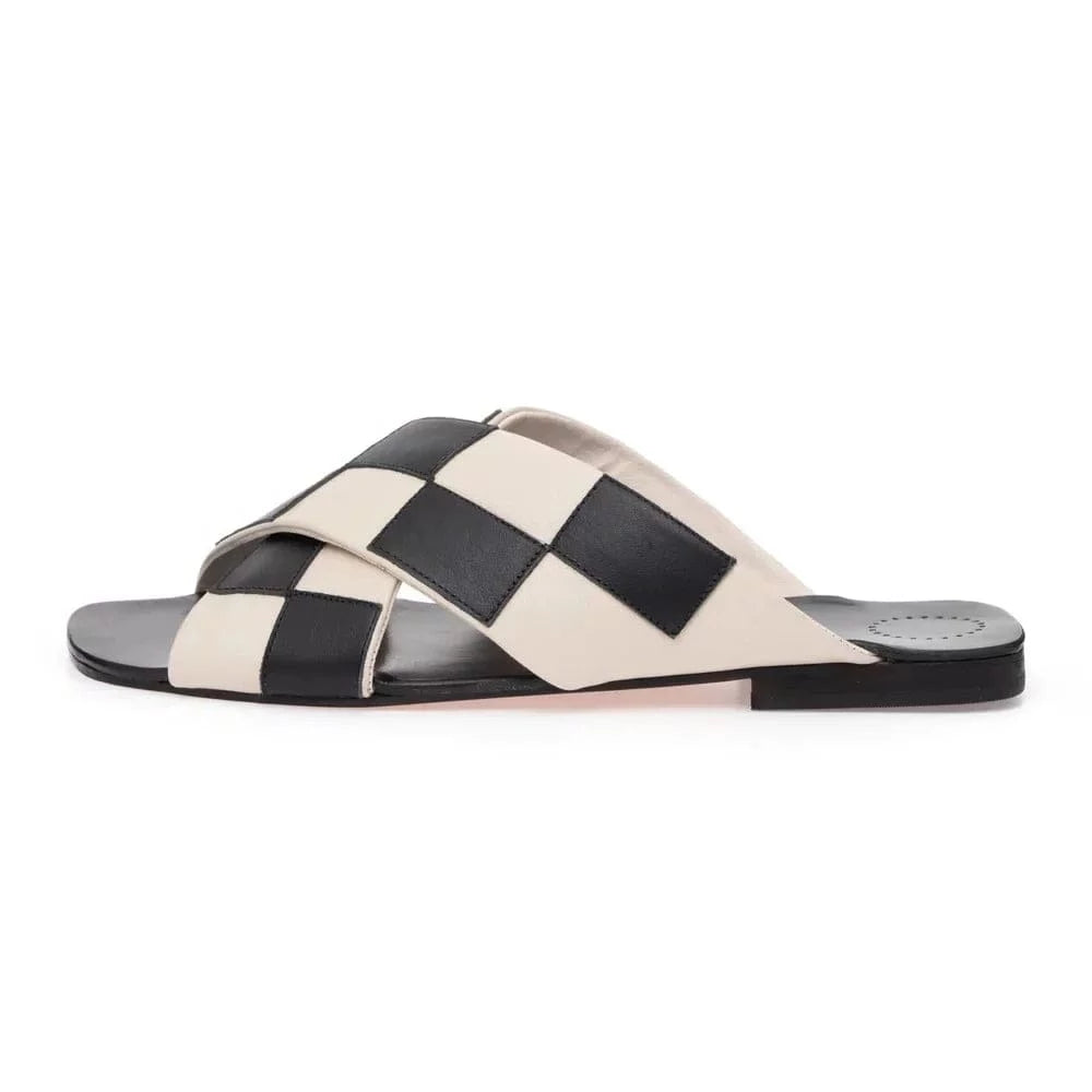 Manolita Slides Flat Mondrian Black