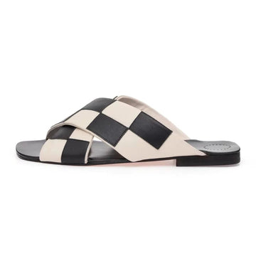 Manolita Slides Flat Mondrian Black