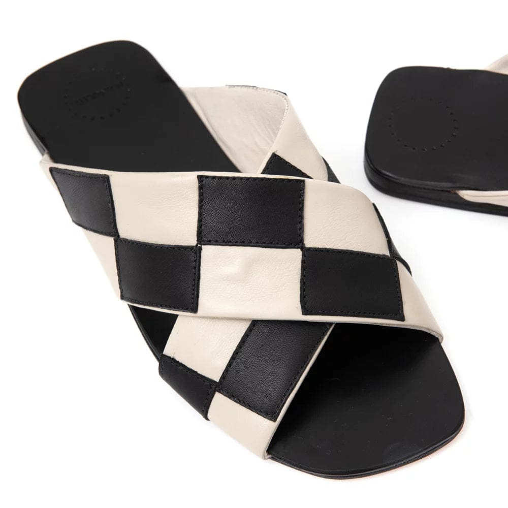 Manolita Slides Flat Mondrian Black