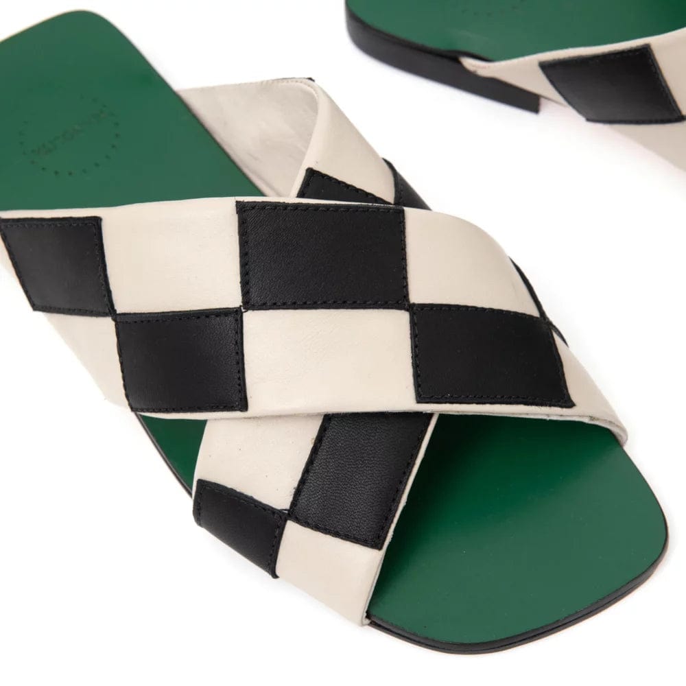 Manolita Slides Flat Mondrian Green