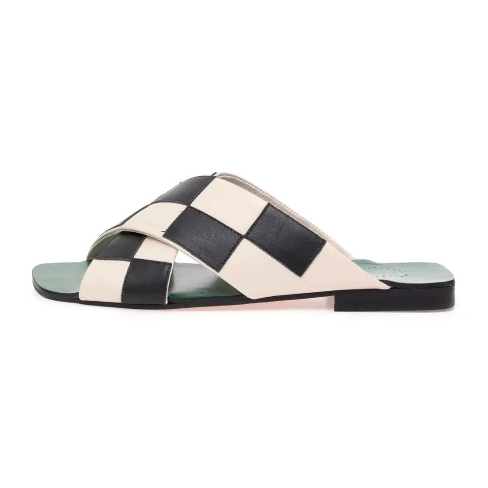 Manolita Slides Flat Mondrian Green