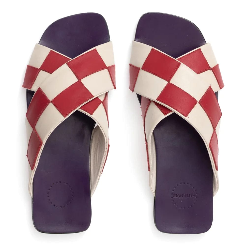 Manolita Slides Flat Mondrian Red